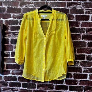 Banana Republic Silk Blend Yellow Polka Dot Blouse